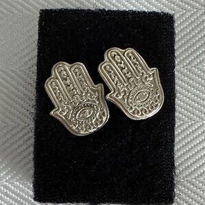 Sterling Silver Hamsa Hand Earrings